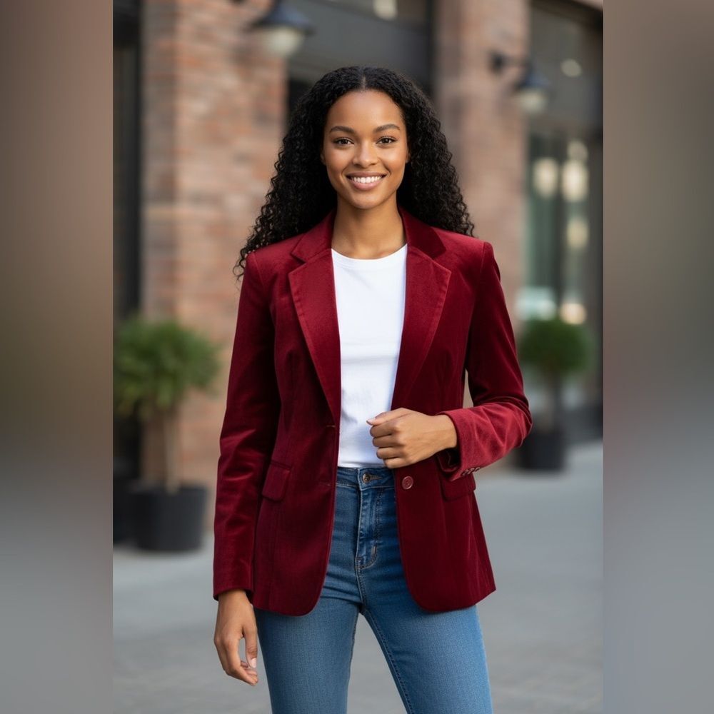 Vintage 70’s Ms. Doris California Red Velvet Blazer Size 9/10